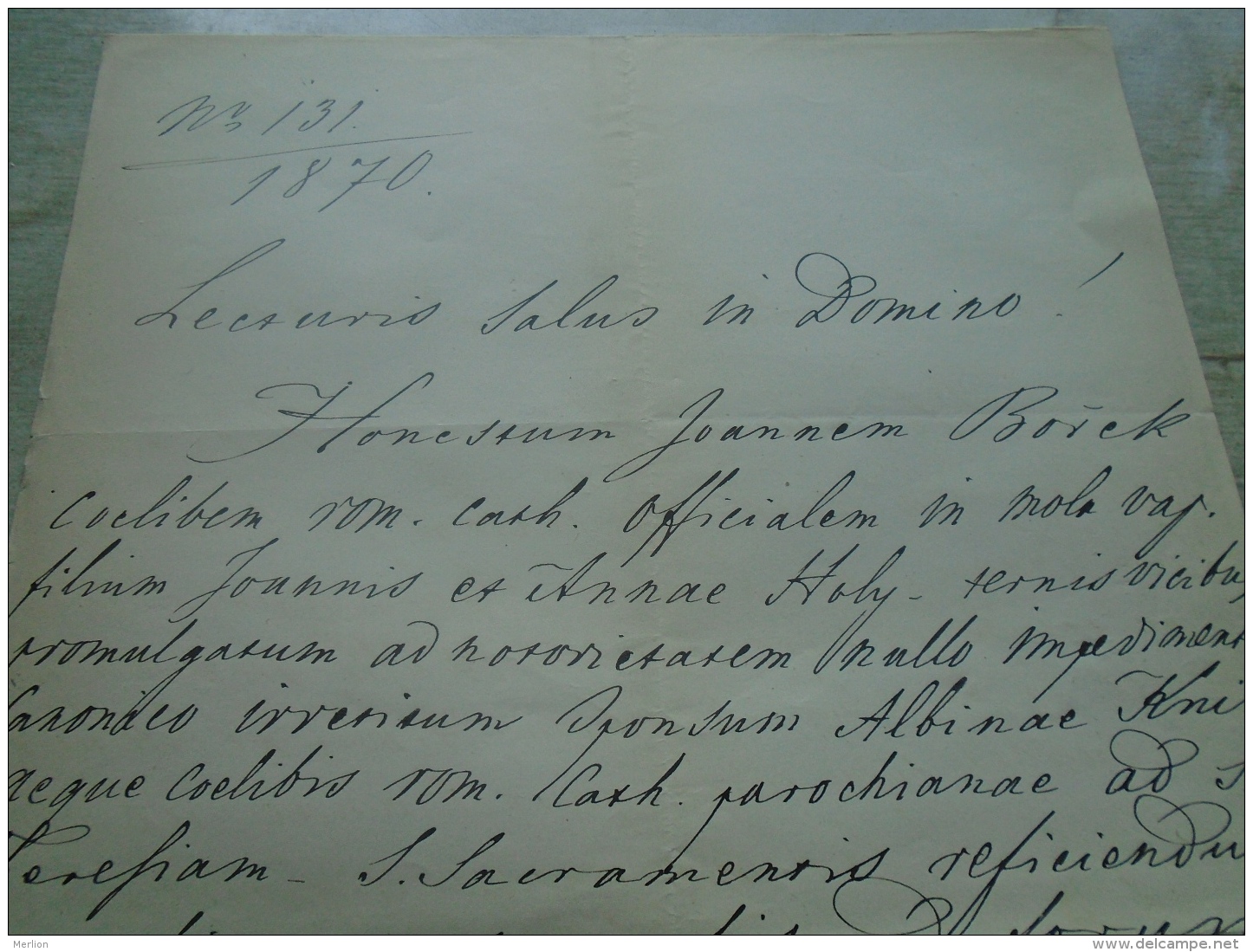 D137988.9  Old Document  Hungary  Joannes BOREK - Anna HOLY - Albina KNIR - Pest 1870 - Engagement