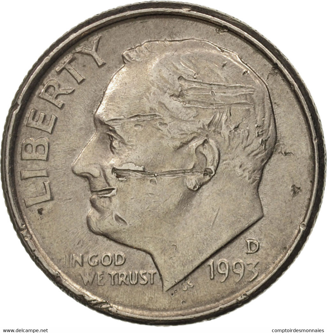 Monnaie, États-Unis, Roosevelt Dime, Dime, 1993, U.S. Mint, Denver, TTB+ - 1946-...: Roosevelt