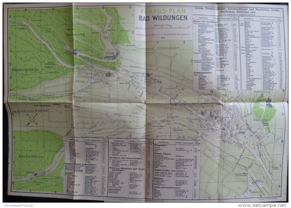 Pharus-Plan Bad Wildungen Maßstab 1:7500 1926 - Urheber Dr. Cornelius Löwe - 30cm X 45cm - Sonstige & Ohne Zuordnung