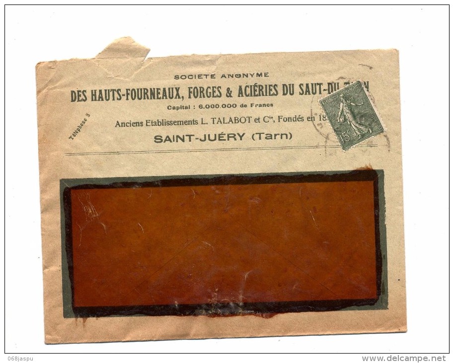 Lettre Cachet  Entete Acierie Saut Tarn - Cachets Manuels