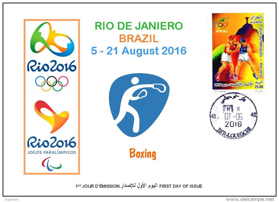 ALGERIE ALGERIA 2016 - FDC Olympic Games Rio 2016 Boxing Boxe Olympische Spiele Olímpicos Olympics Weightlifting - Eté 2016: Rio De Janeiro