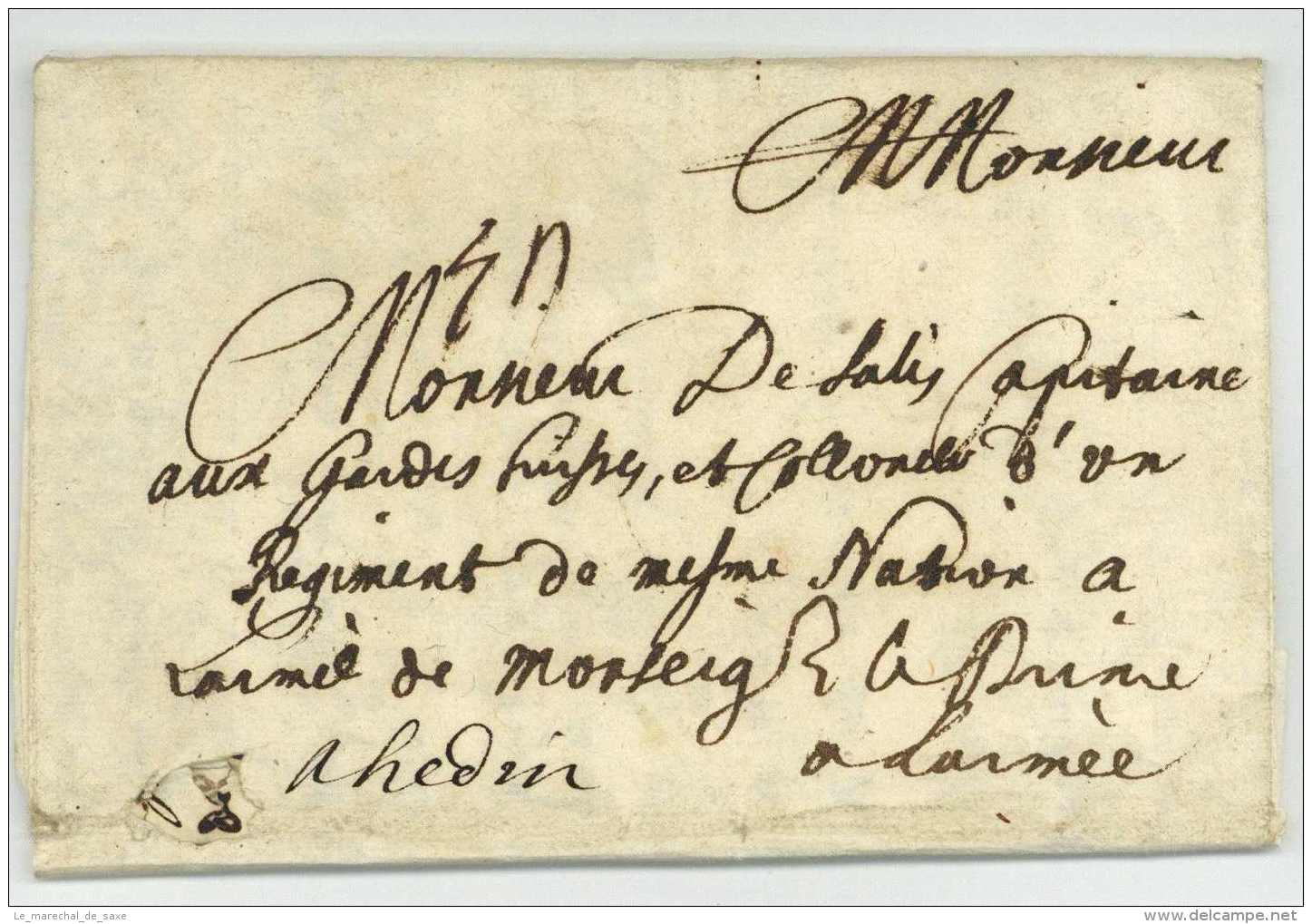 GUERRE DE HOLLANDE - Regiment Suisse De Salis - Lettre à L'armée - De Ham à HESDIN - 1674 - Marques D'armée (avant 1900)