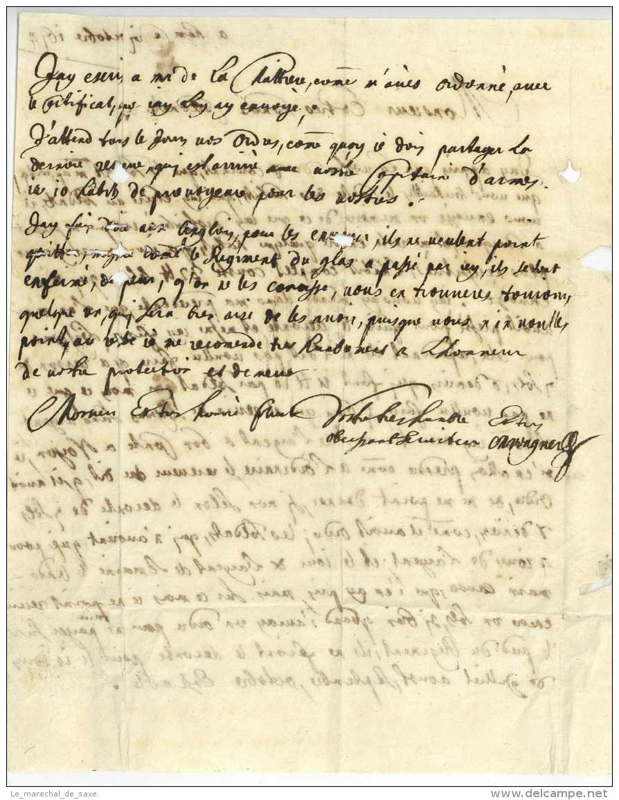 GUERRE DE HOLLANDE - Regiment Suisse De Salis - Lettre à L'armée - De Ham à HESDIN - 1674 - Marques D'armée (avant 1900)