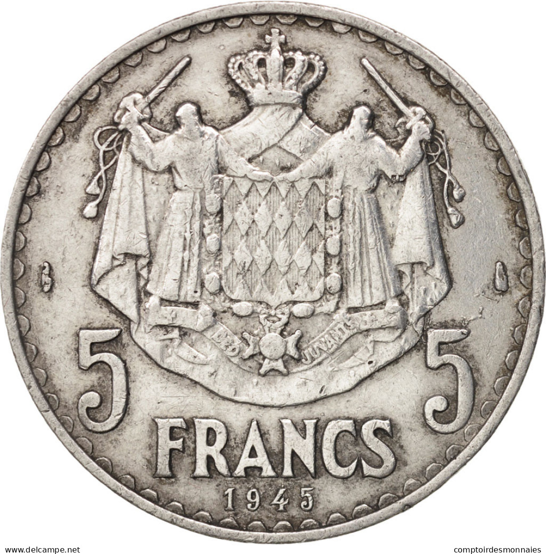 Monnaie, Monaco, Louis II, 5 Francs, 1945, TB+, Aluminium, KM:122, Gadoury:MC135 - 1922-1949 Louis II