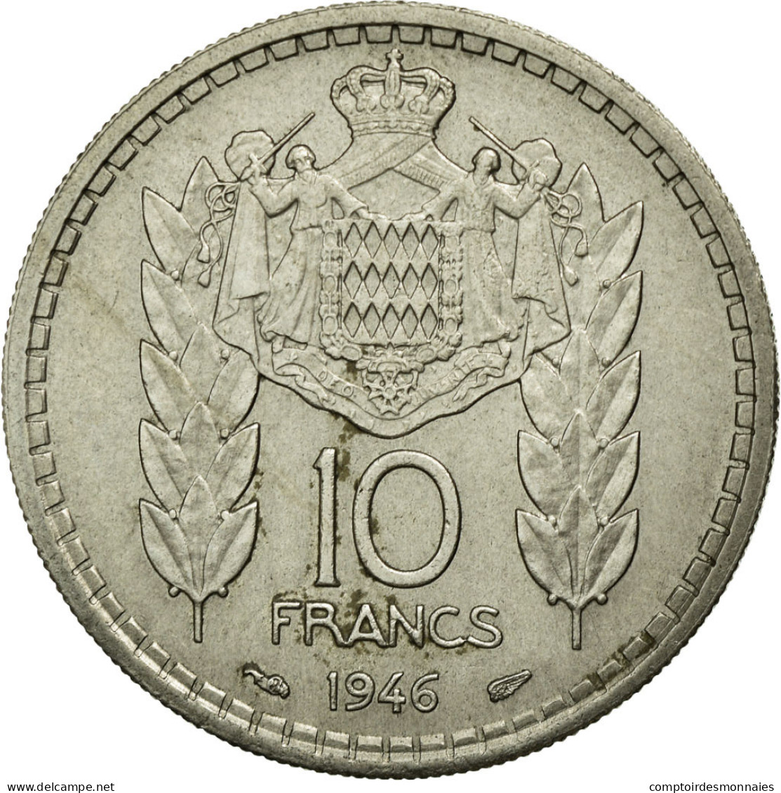 Monnaie, Monaco, Louis II, 10 Francs, 1946, TTB+, Copper-nickel, KM:123 - 1922-1949 Louis II