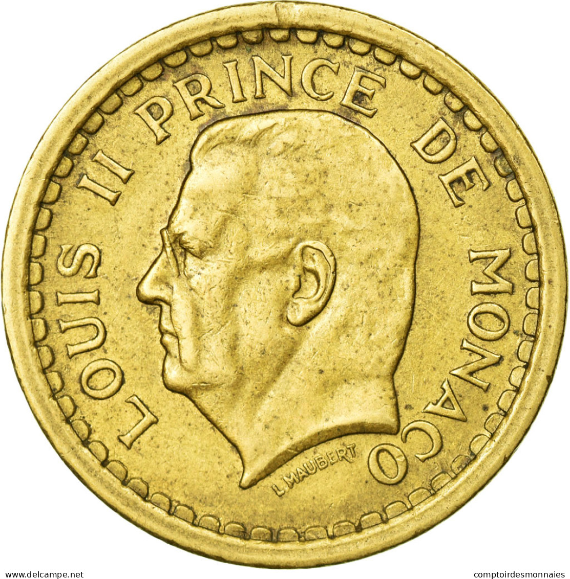 Monnaie, Monaco, Louis II, 2 Francs, 1945, TTB+, Aluminum-Bronze, KM:121a - 1922-1949 Louis II