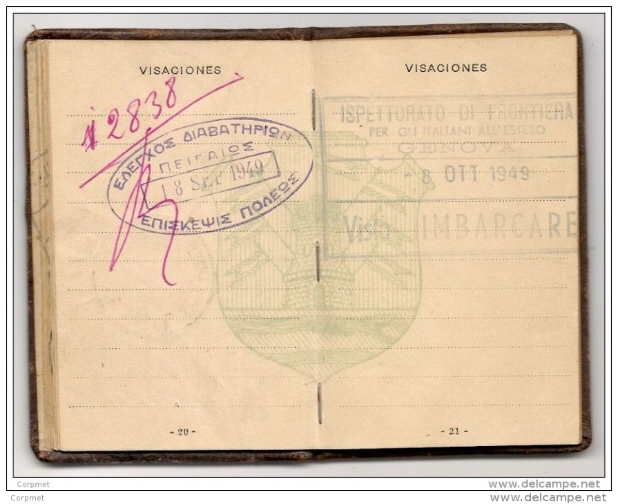 ARGENTINA - Xrare 1949 PASSPORT - PASSEPORT - Israel 1949 Visa and consular revenues - rare ITALIA revenues - see descr