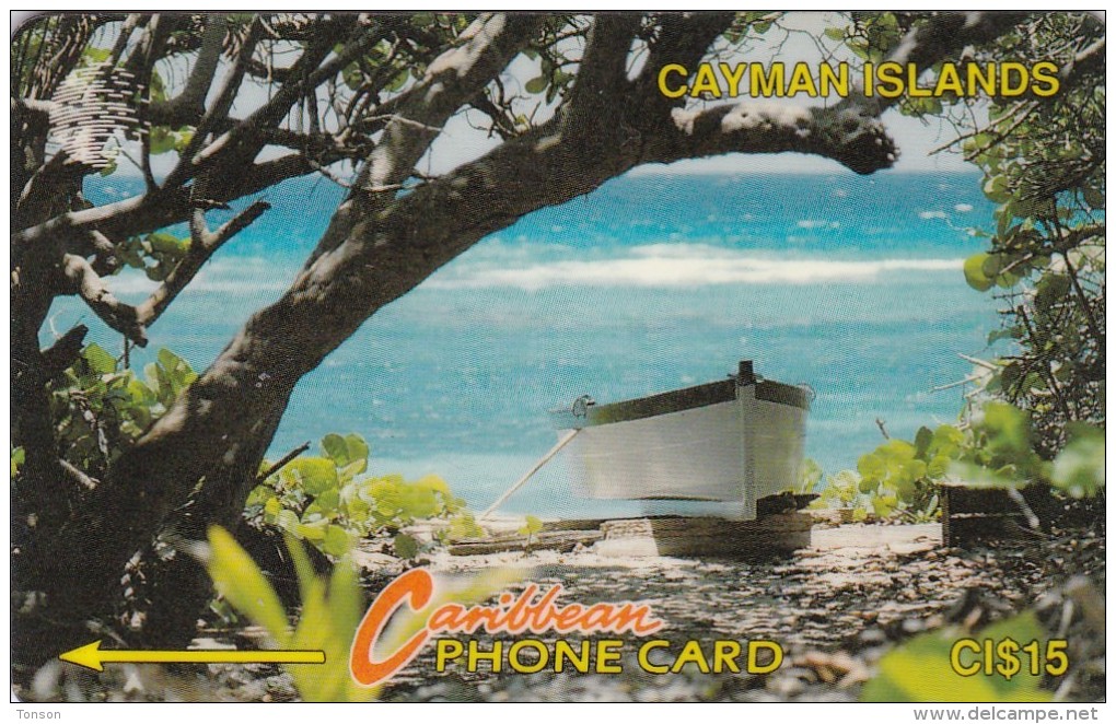 Cayman Islands, CAY-6B, Boat And Tree, 2 Scans.  6CCIB - Cayman Islands