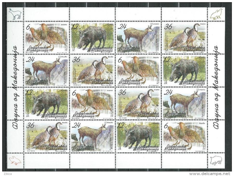 Macedonia 2002 Fauna,birds, Partridge, Wild Boar, Chamois.M/S.MNH - North Macedonia