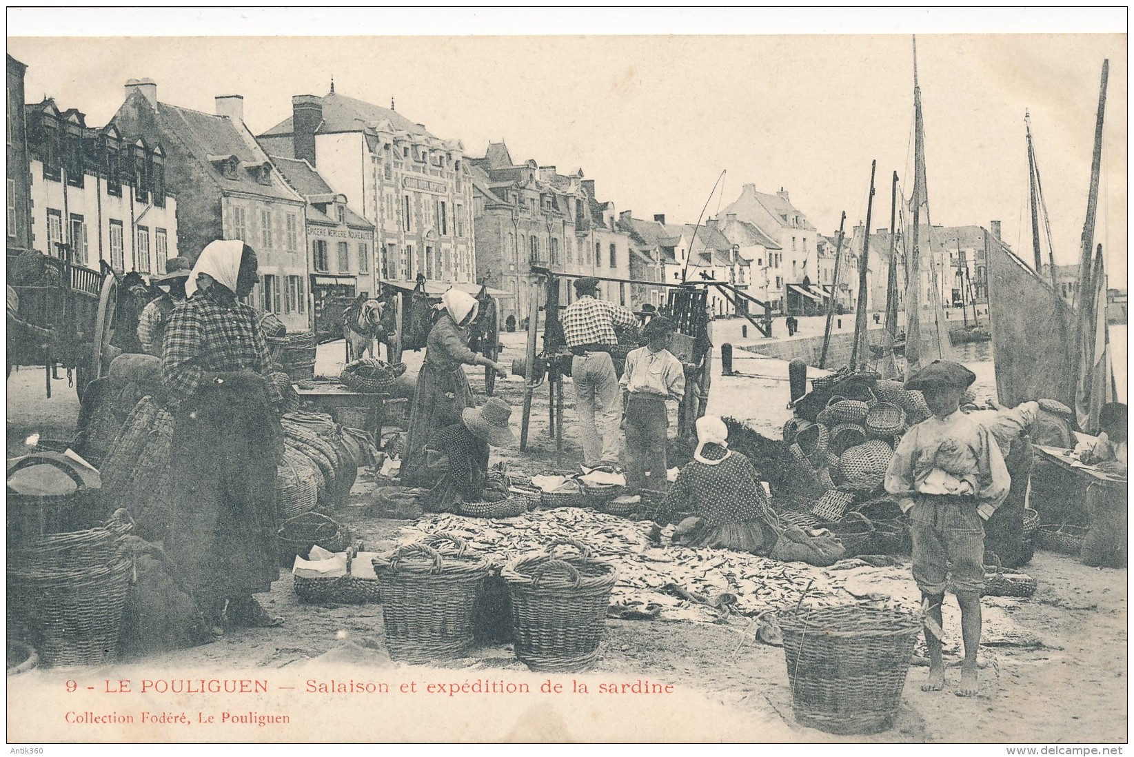 CPA 44 LE POULIGUEN Salaison Et Expédition De La Sardine , Belle Carte Animée - Le Pouliguen