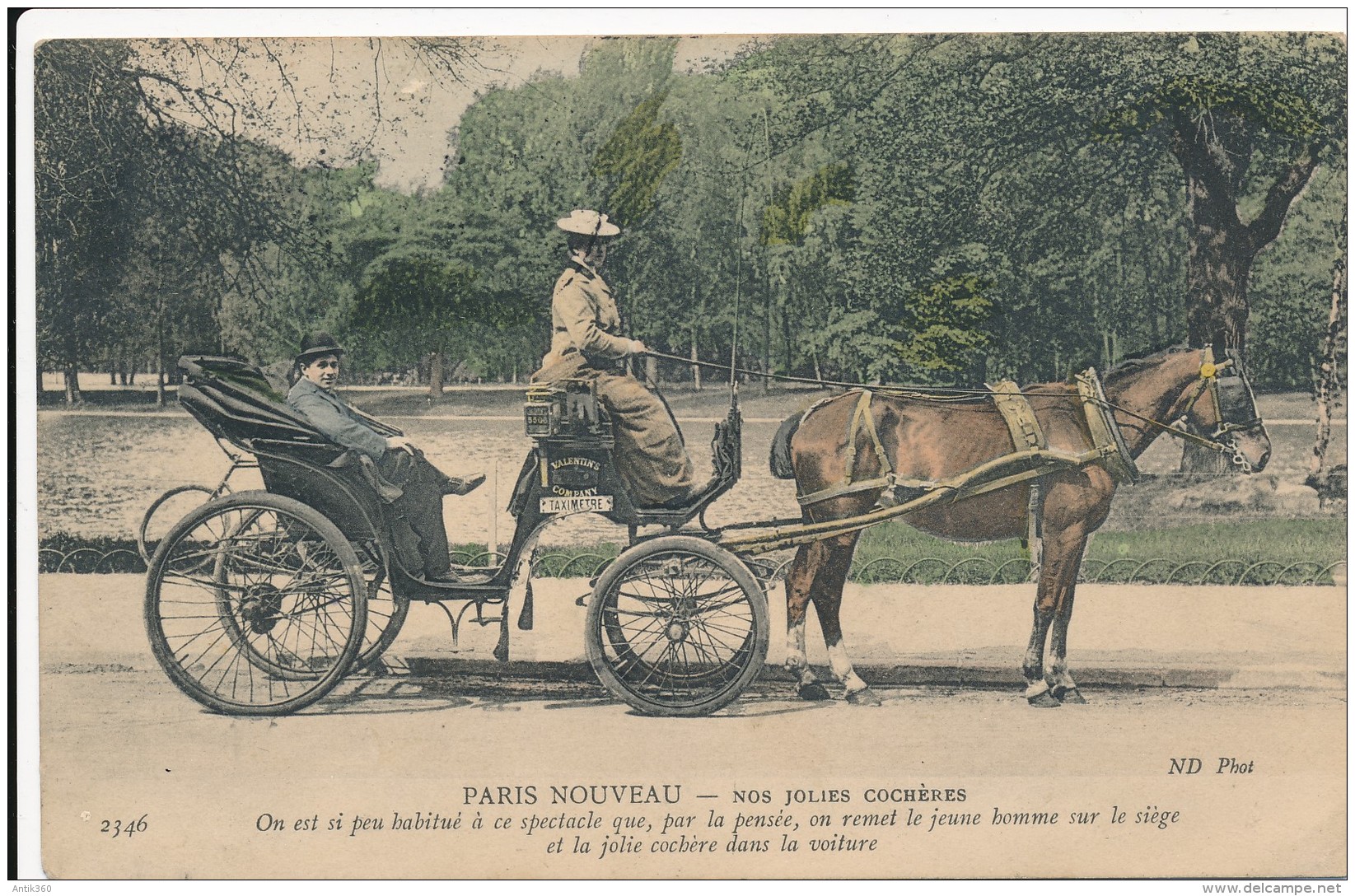 CPA 75 PARIS NOUVEAU Nos Jolies Cochères Colorisée 1907 - Petits Métiers à Paris