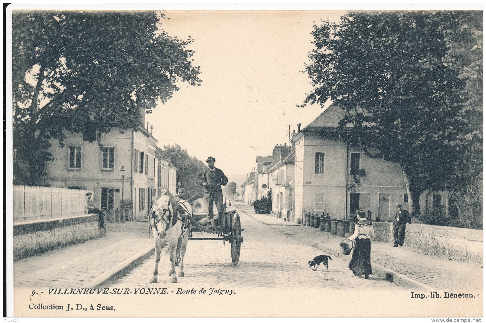 CPA 89 VILLENEUVE SUR YONNE Route De Joigny Animée Avec Attelage - Villeneuve-sur-Yonne