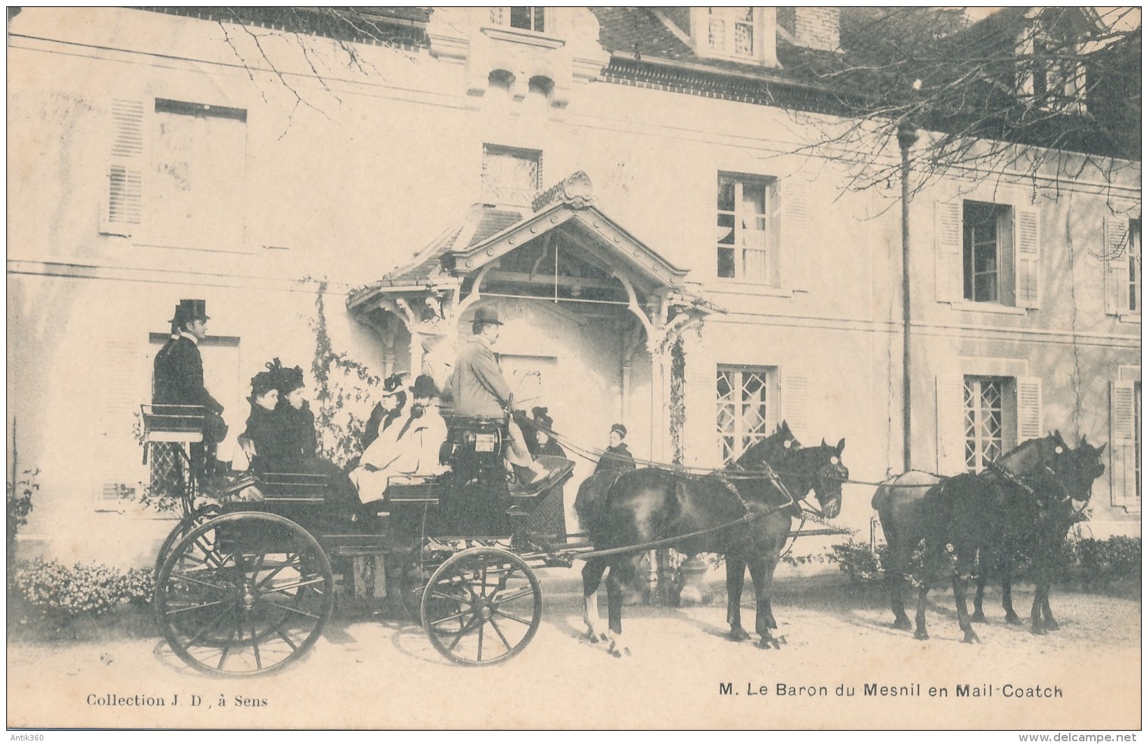 CPA 89 Cachet Postal De VILLENEUVE SUR YONNE M. Le Baron Du Mesnil En Mail-Coatch - Villeneuve-sur-Yonne