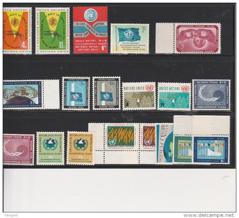 NATIONS UNIES ( NEW YORK ) N° 98 A 116 - NEUFS XX   ANNEE 1962 A 1963 - Sonstige & Ohne Zuordnung