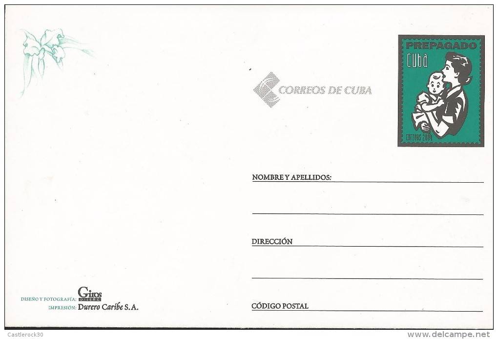 B)2004 CUBA CARIBE, FAMILY, MOTHER AND BABY, POSTCARD - Timbres-taxe