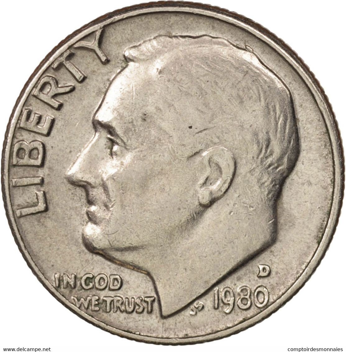 Monnaie, États-Unis, Roosevelt Dime, Dime, 1980, U.S. Mint, Denver, TTB+ - 1946-...: Roosevelt