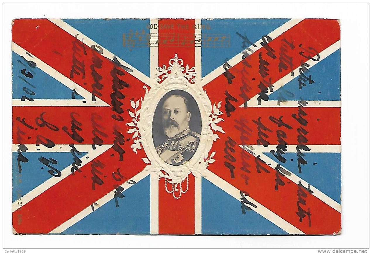 GOD SAVE THE KING  SU UNION JACK E RE VIAGGIATA 1902 FP - Historical Famous People