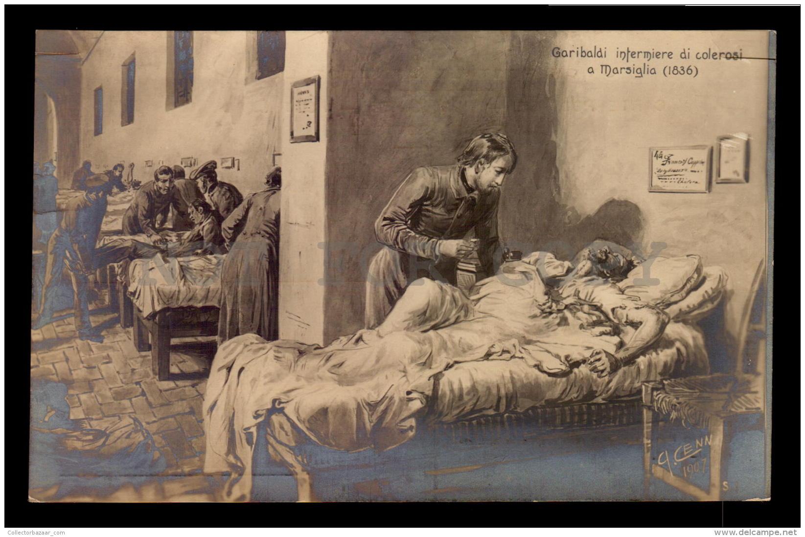 Giuseppe Garibaldi In Hospital Ill Italy Vintage Original Ca1900 POSTCARD CPA AK (W4_2831) - Hommes Politiques & Militaires