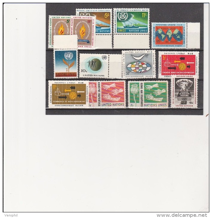 NATIONS UNIES ( NEW YORK ) N° 117 A 129  NEUF XX - 13 VALEURS   ANNEE 1963 A 1964 - Nuevos