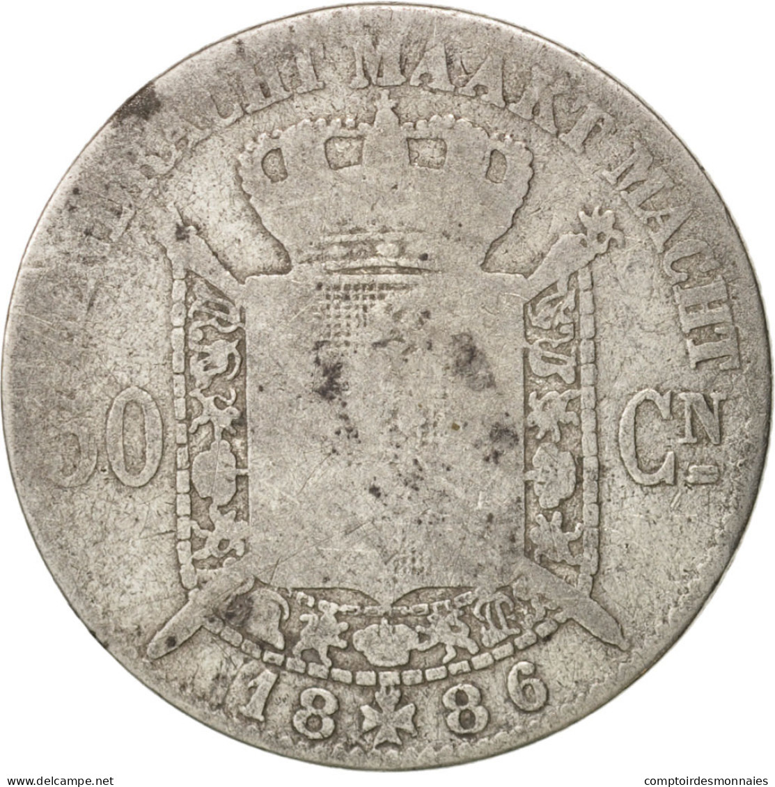 Monnaie, Belgique, Leopold II, 50 Centimes, 1886, B, Argent, KM:27 - 50 Centimes