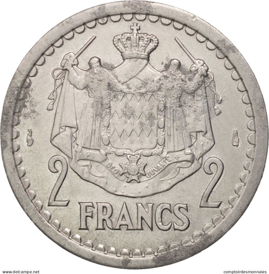 Monnaie, Monaco, Louis II, 2 Francs, 1943, TTB, Aluminium, KM:121 - 1922-1949 Louis II