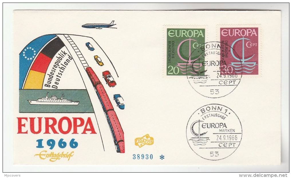 1966 GERMANY  FDC Stamps EUROPA Cover By Fidacos - 1966