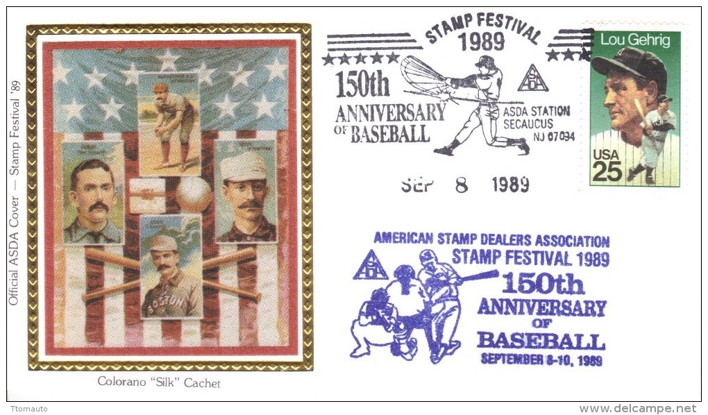 Baseball Champions  -  Lou Gehrig  -  Colorano 'Silk' FDC  -  1er Enveloppe - Base-Ball