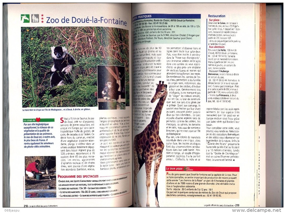 guide des parc d'attractions, zoo etc 1999