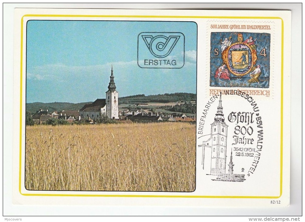 1982 Gfohl AUSTRIA FDC Maximum Card GFOHL , ARMS , DOG  Stamps Cover Church Dogs Heraldic Religion - Maximum Cards