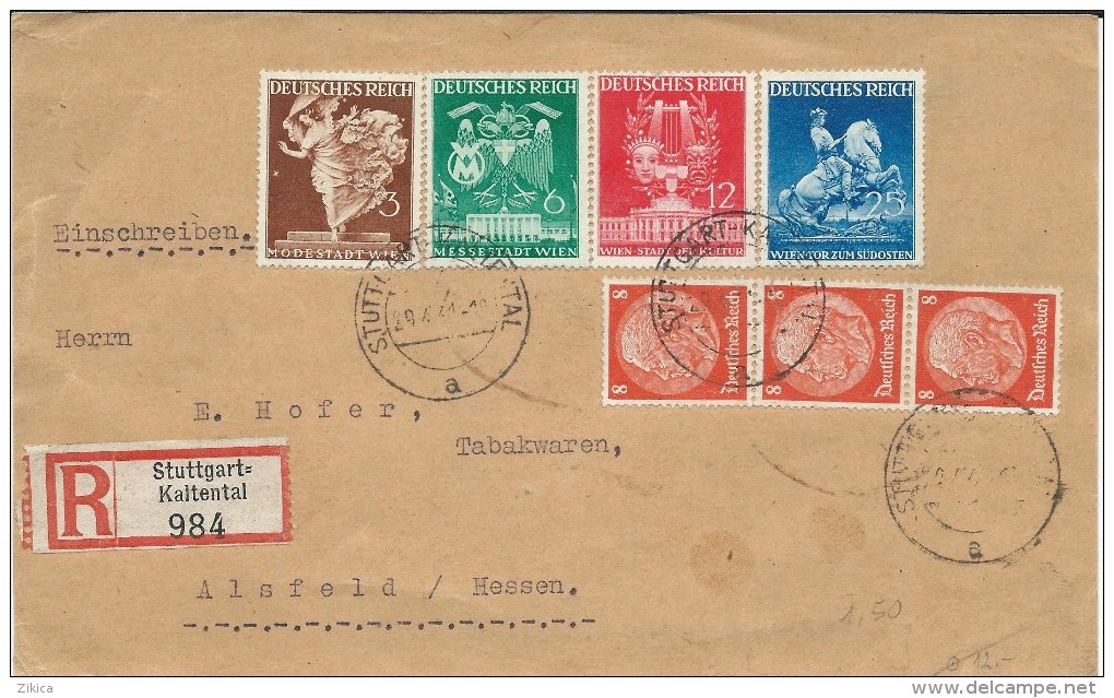 1941 R - Letter Cut.Stuttgart-Kaltental. Stamps Serial - Spring Fair In Vienna.( Motive Art,horses ) - Briefe U. Dokumente