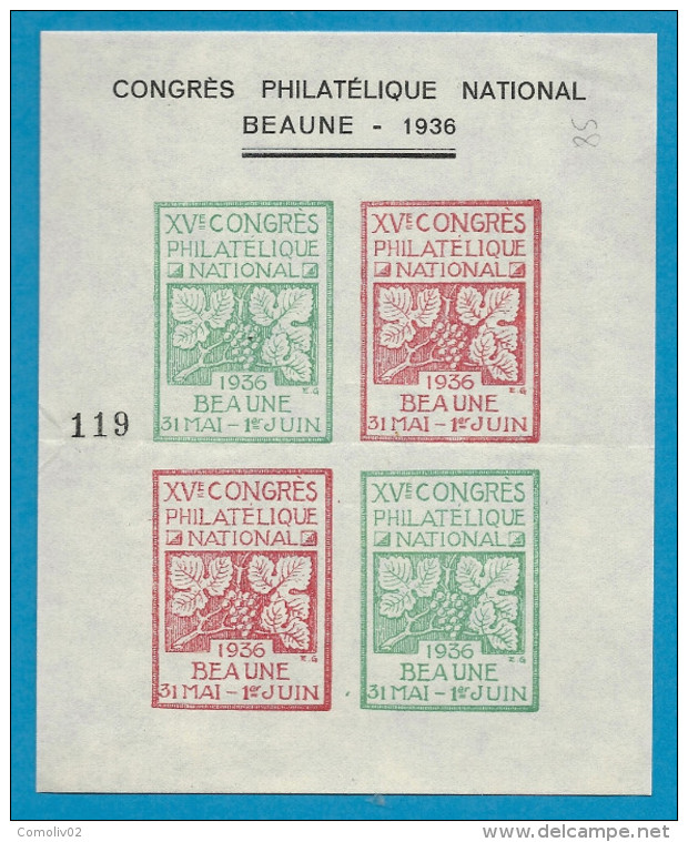 Congrès Philatelique National De Beaune. 1936 - 1921-1960: Période Moderne