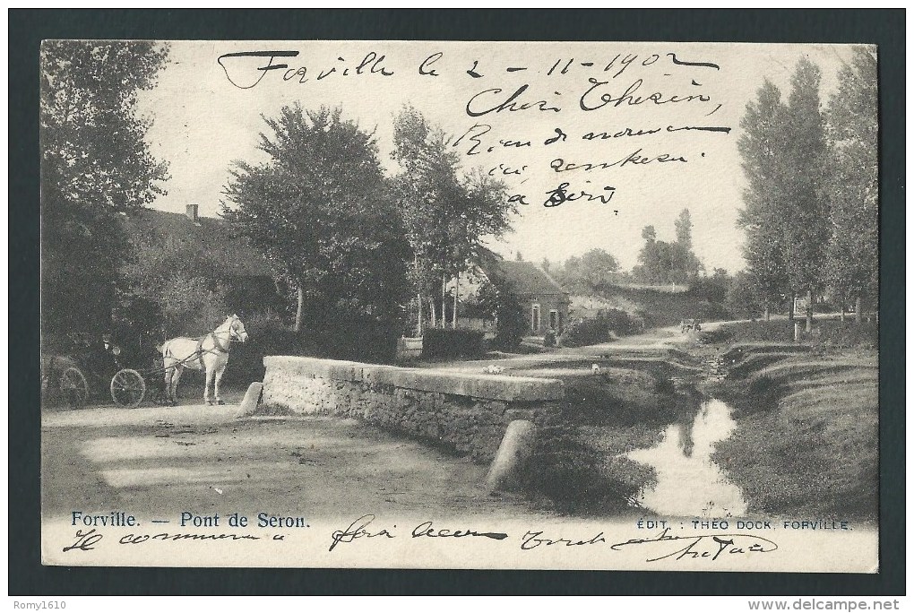 Forville. Pont De Seron. Attelage. Voyagée En 1902. Scan Recto/verso. - Fernelmont