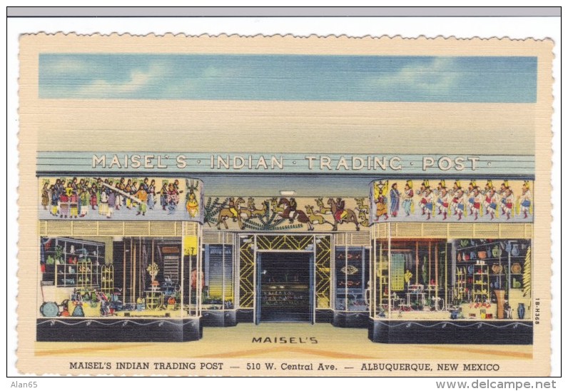 Rout 66, Albuquerque New Mexico, Maisel's Indian Trading Post, Business Facade, C1940s Vintage Linen Postcard - Route '66'