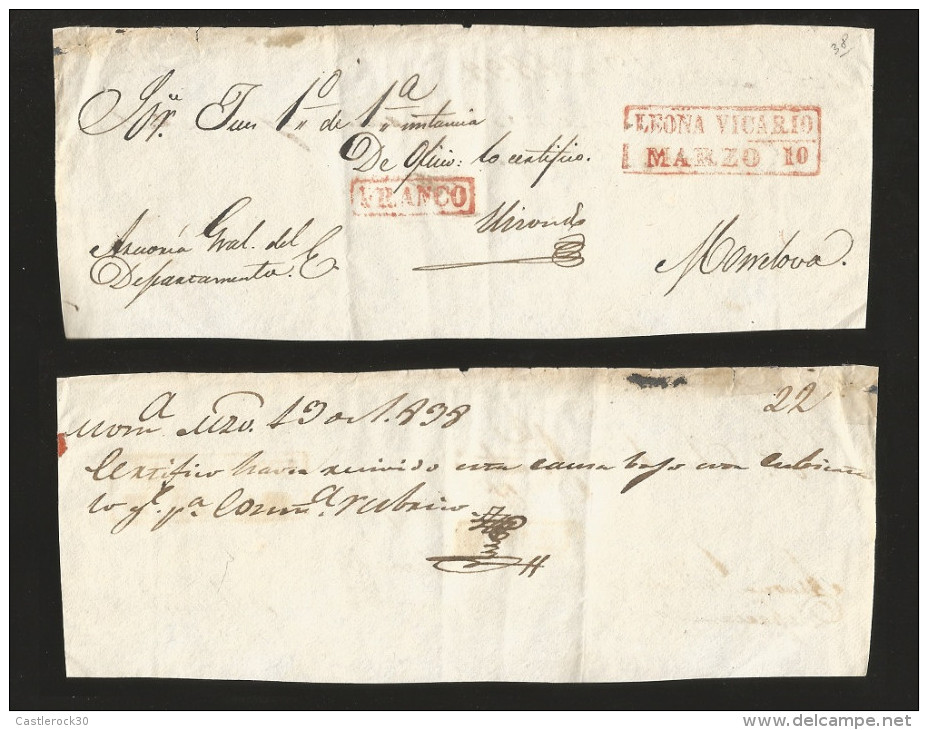 RG)1836 MEXICO, LEONA VICARIO RED BOXED STRIKE & FRANCO RED BOX, CIRCULATED FRONT COVER TO MONCLOVA, XF, RRR - Mexico