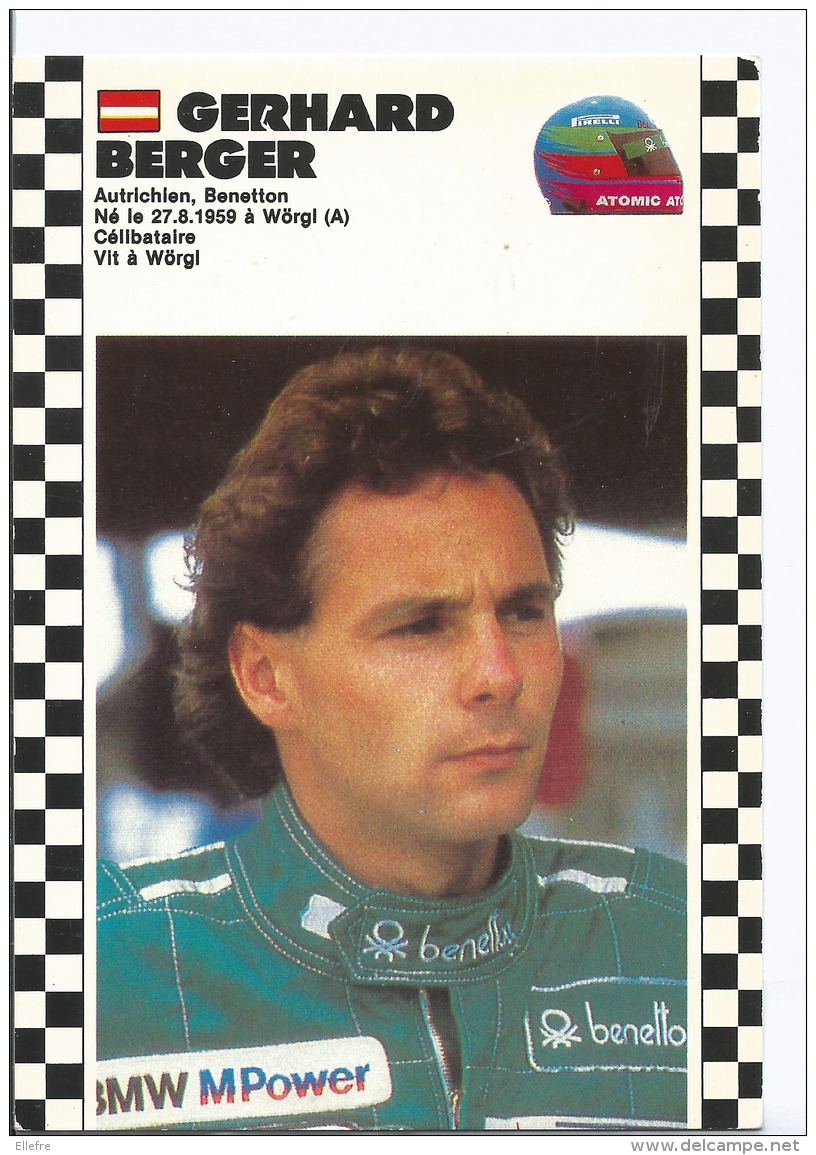 Pilote De Formule 1 - Gerhard Berger - Autrichien Benetton - Championnat Du Monde - Cpm Ed Bernard Pezelet - Grand Prix / F1