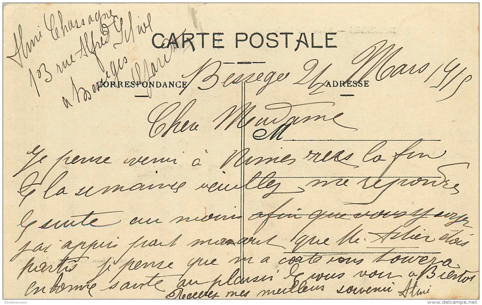 BESSEGES   Route De Lalle  écrite 1915 - Bessèges