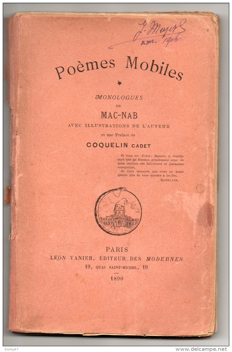 " POÈMES MOBILES " . MONOLOGUE DE MAURICE MAC . NÉ À VIERZON LE 04/01/1856 - Réf. N°162L - - Auteurs Français