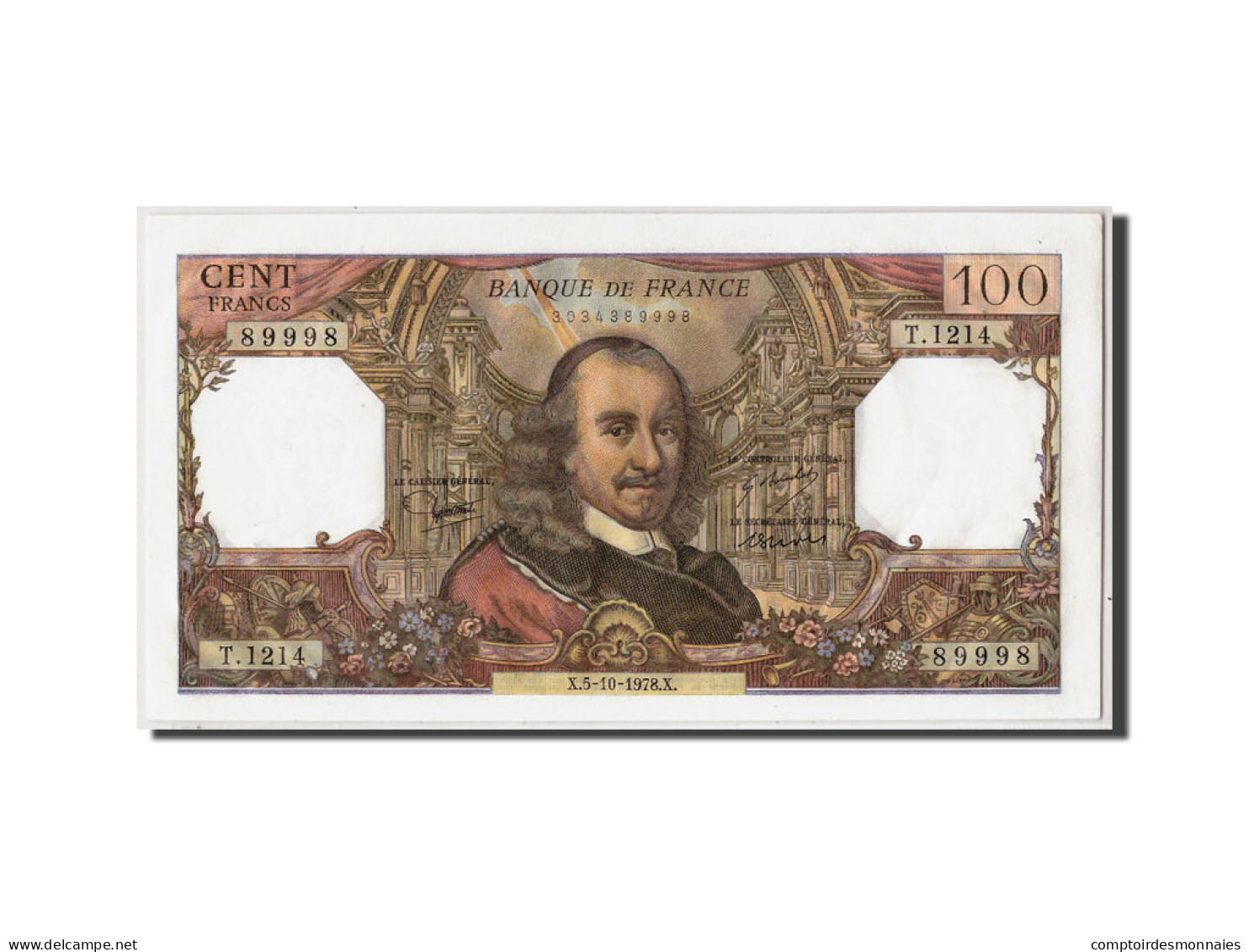 Billet, France, 100 Francs, 100 F 1964-1979 ''Corneille'', 1978, 1978-10-05 - 100 F 1964-1979 ''Corneille''