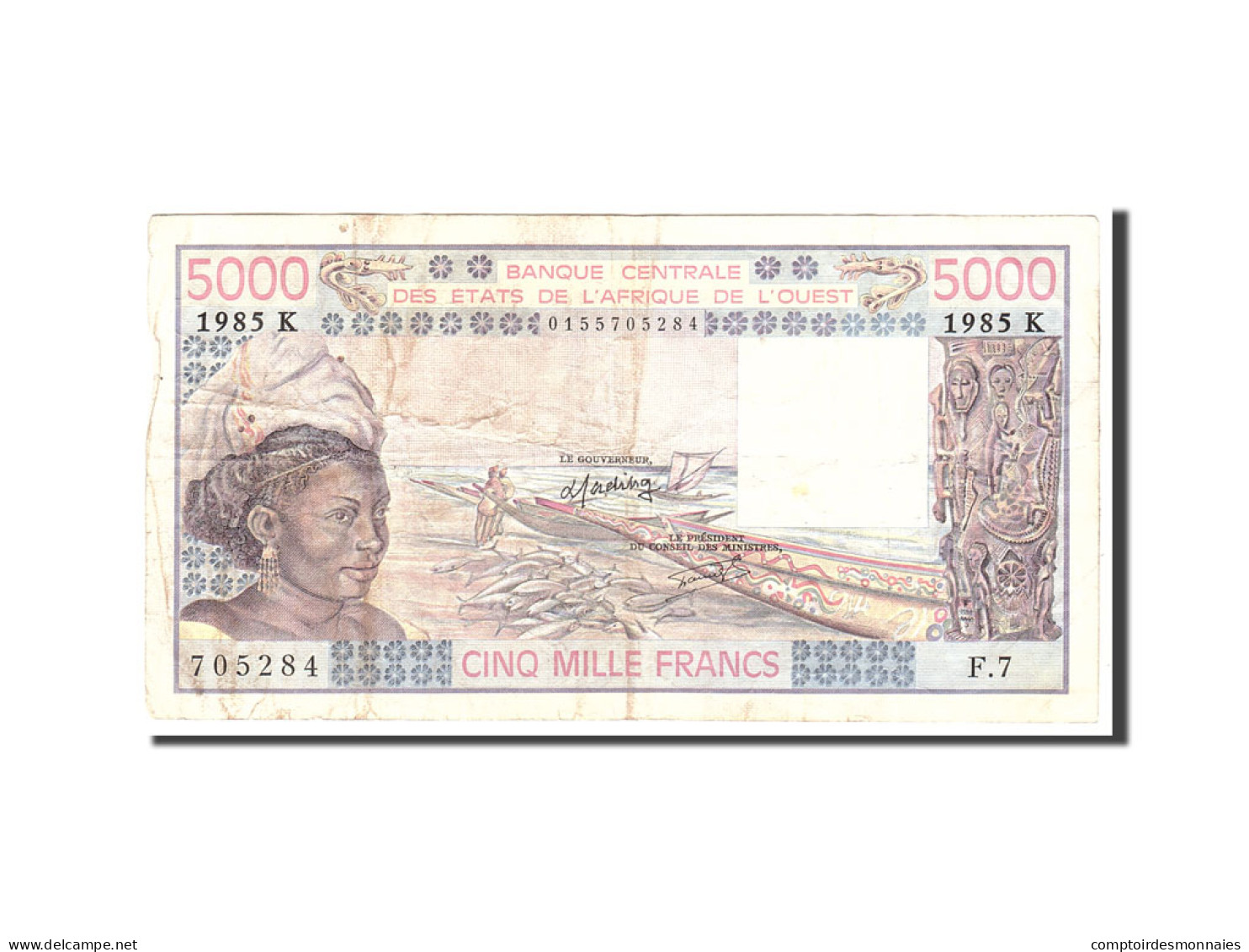 Billet, West African States, 5000 Francs, 1985, Undated, KM:708Kj, TB - Senegal