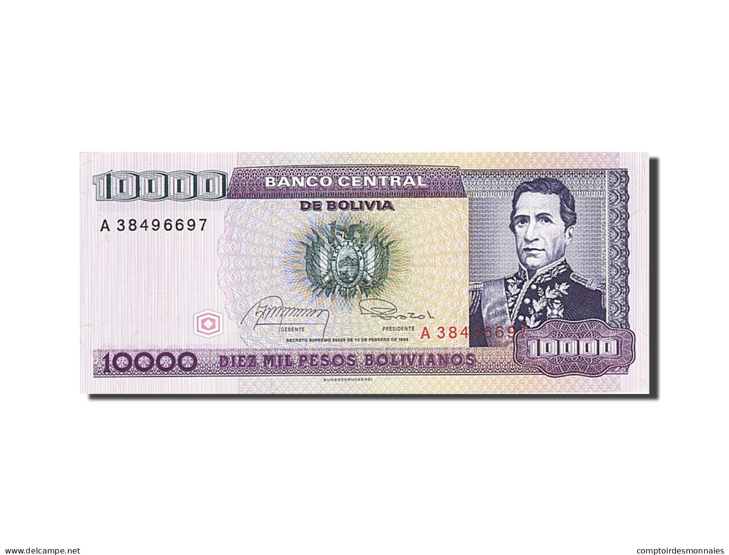 Billet, Bolivie, 10,000 Pesos Bolivianos, 1981-1984, 1984-02-12, KM:169a, NEUF - Bolivie