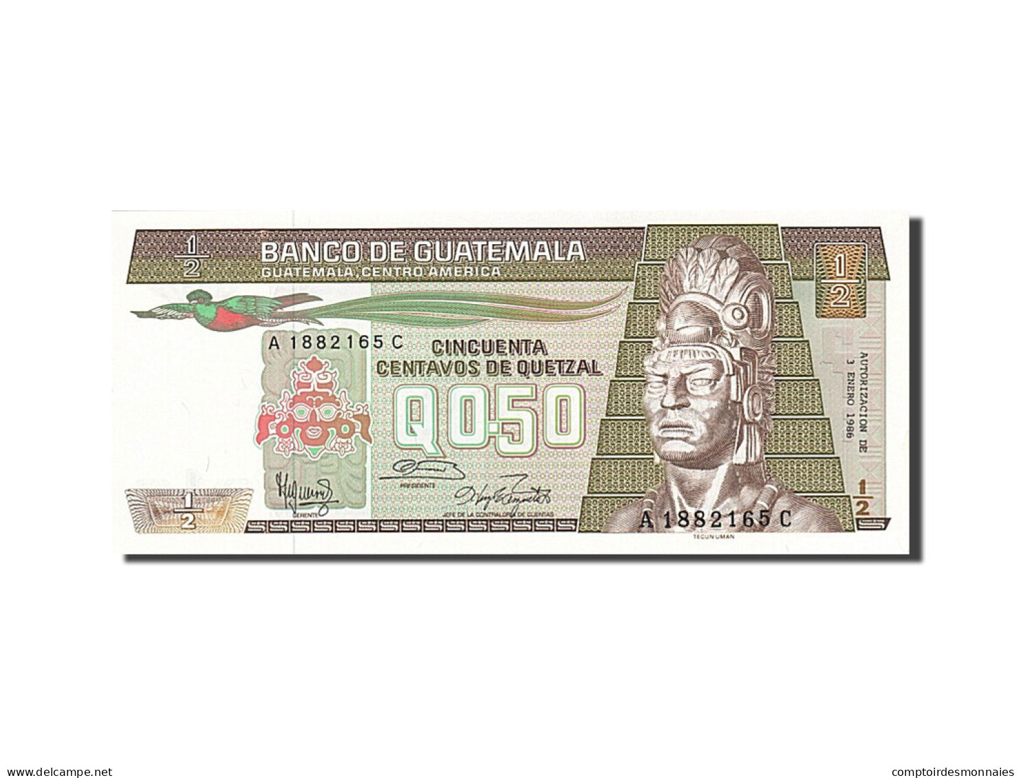 Billet, Guatemala, 1/2 Quetzal, 1983, 1986-01-03, KM:65, NEUF - Guatemala