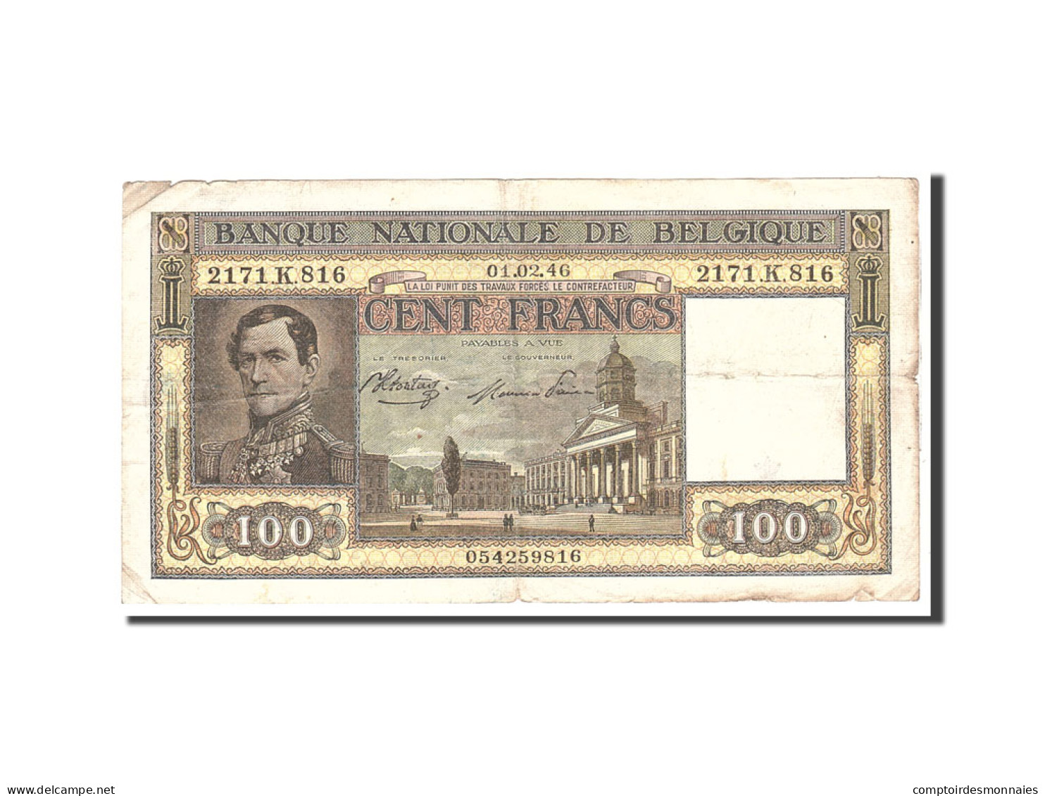 Billet, Belgique, 100 Francs, 1946, 1946-02-01, KM:126, TB - 100 Francos