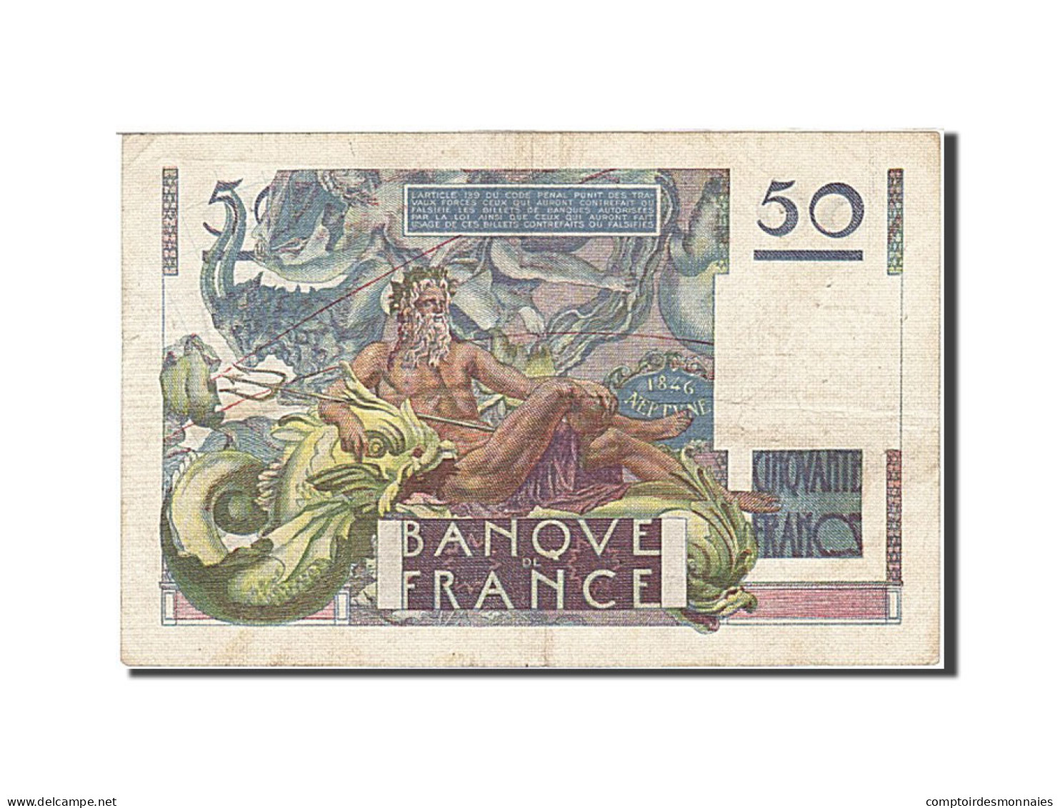 Billet, France, 50 Francs, 1946, 1946-03-28, TTB+, Fayette:20.2, KM:127a - 50 F 1946-1951 ''Le Verrier''