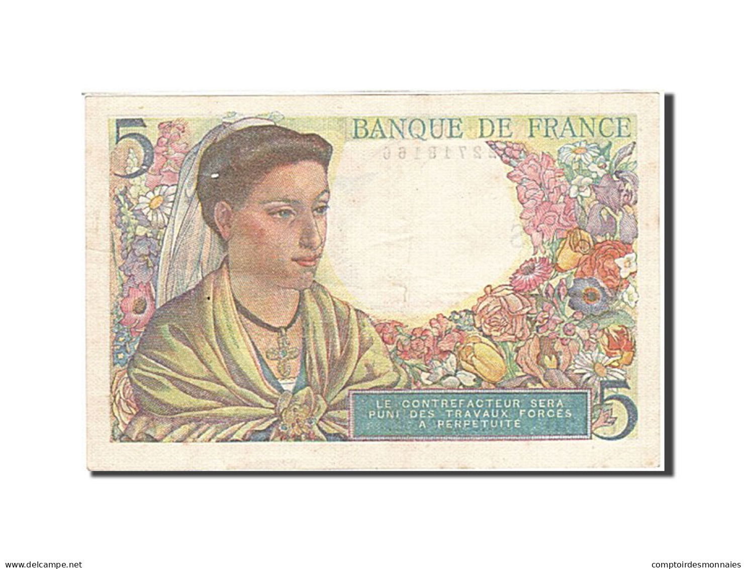 Billet, France, 5 Francs, 1943, 1945-04-05, SUP+, Fayette:5.6, KM:98a - 5 F 1943-1947 ''Berger''