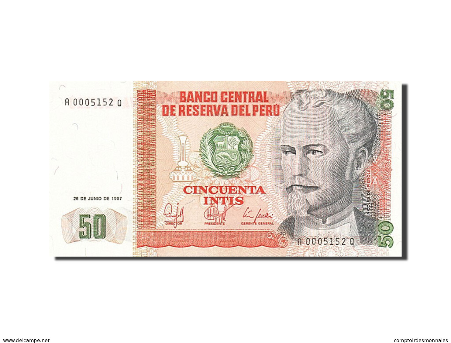 Billet, Pérou, 50 Intis, 1985-1991, 1987-06-26, KM:131b, NEUF - Pérou