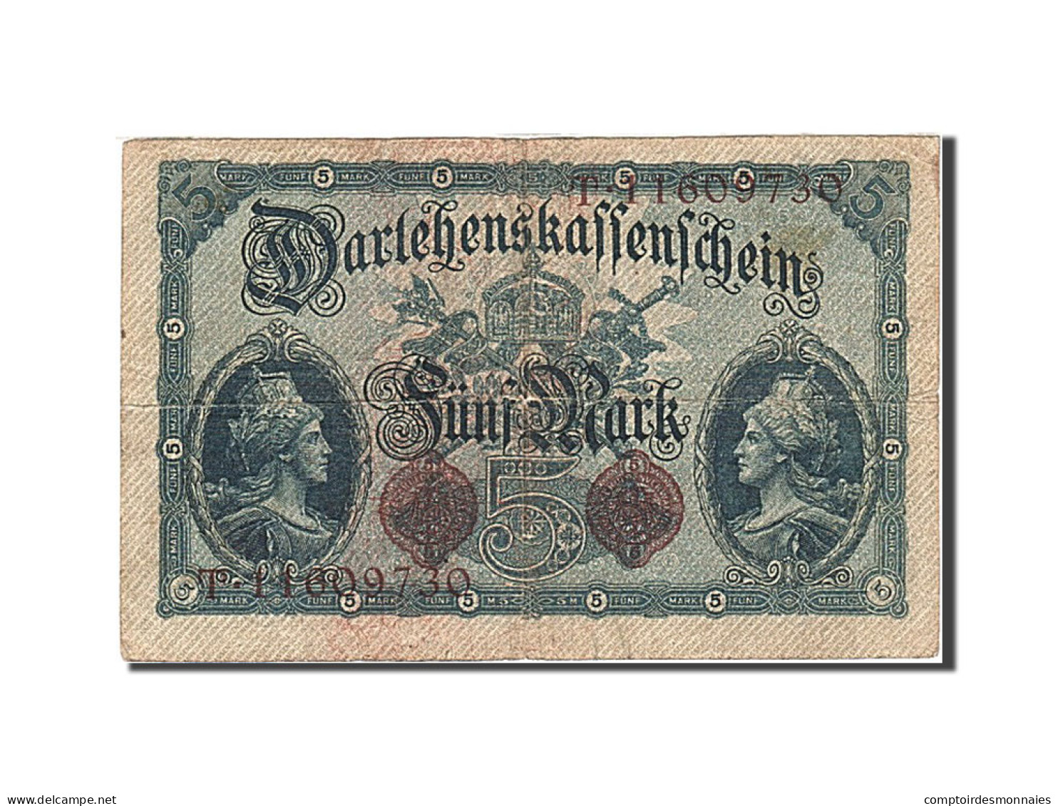 Billet, Allemagne, 5 Mark, 1914, 1914-08-05, KM:47b, B - 5 Mark