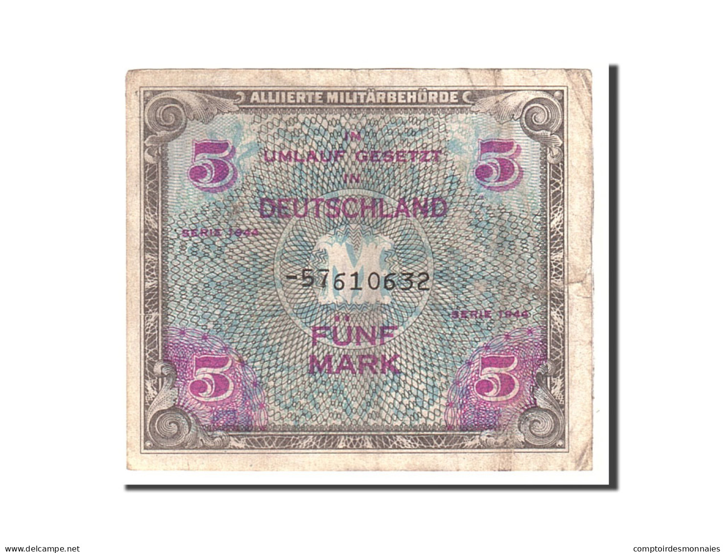 Billet, Allemagne, 5 Mark, 1944, Undated, KM:193d, TB - 5 Mark