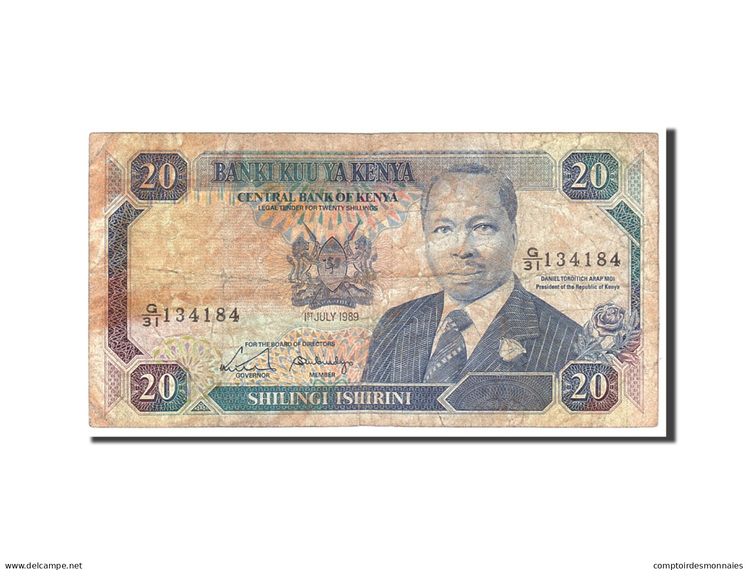 Billet, Kenya, 20 Shillings, 1989, 1989-07-01, KM:25b, B - Kenia