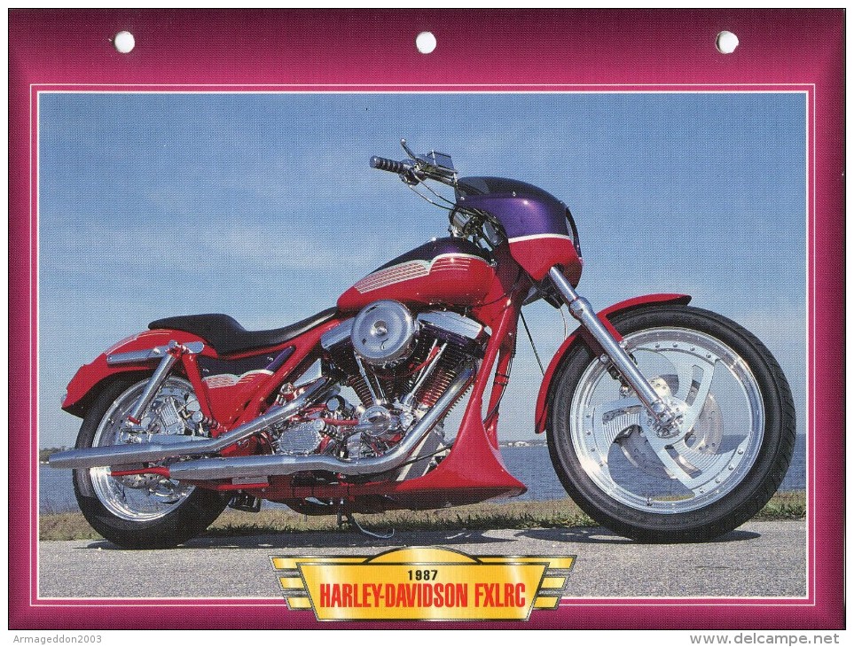 B / HARLEY DAVIDSON FXLRC / 1987  FICHE TECHNIQUE MOTO FORMAT A4  DÉTAILS CARACTÉRISTIQUES TBE - Motorfietsen