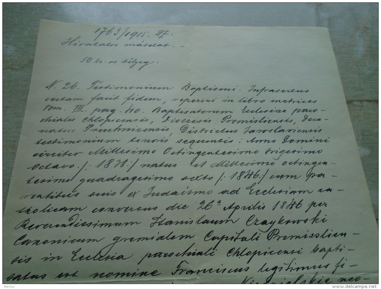 D137988.11 Old Document  Hungary  Poland  COPY  -Stanislaw Czaykowski  Premysl Chlopicensi 1915 - Verlobung